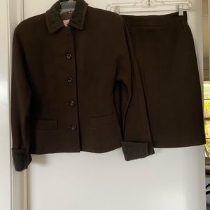 Vintage Byblos wool suit with fur trim